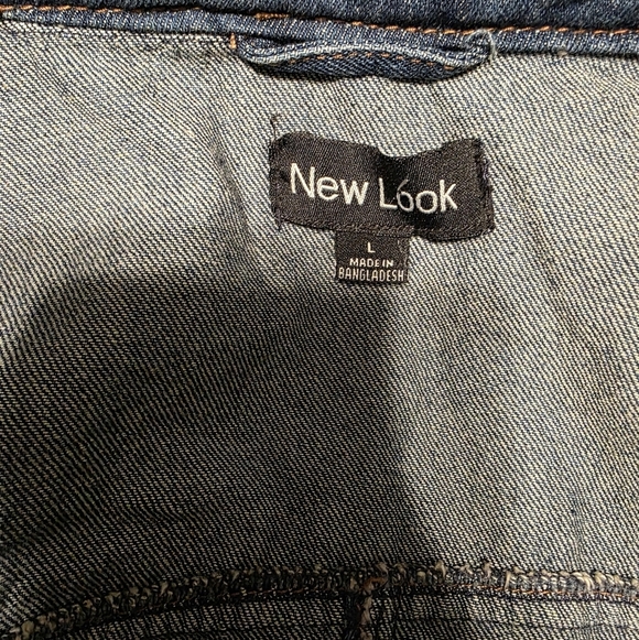 New Look Blue Denim 100% Cotton Moto Style Jacket Size L - Picture 2 of 5